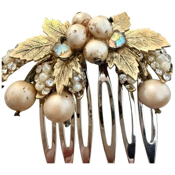 Bridal Hair Comb Vintage Gold Leaf Bronze Vintage Haskell Wedding Hairpiece - Picture 3 of 7